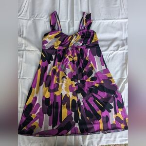 Floral Juniors Flowing Top in Purple and Yellow